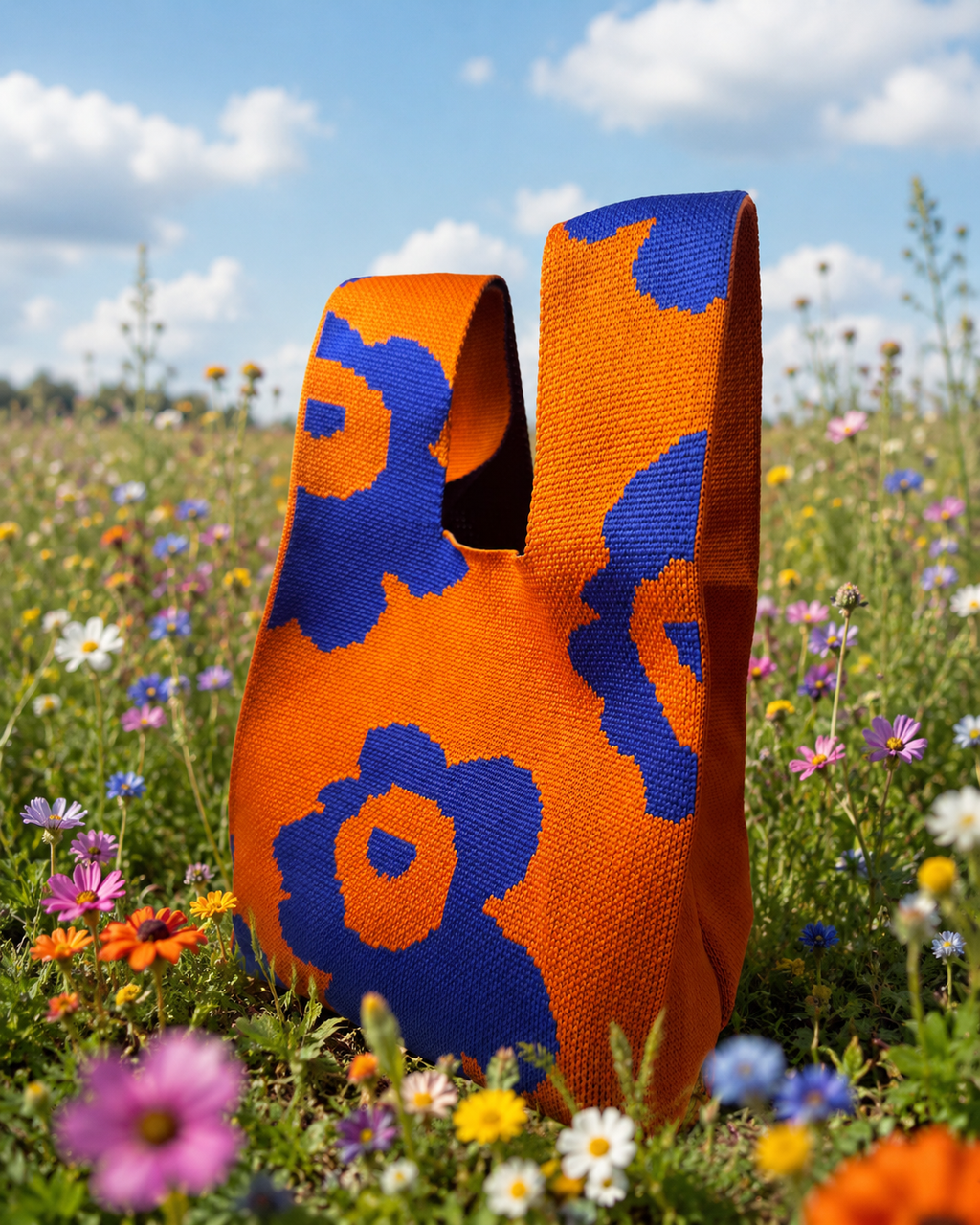 Toty - Fleurs bleu orangé