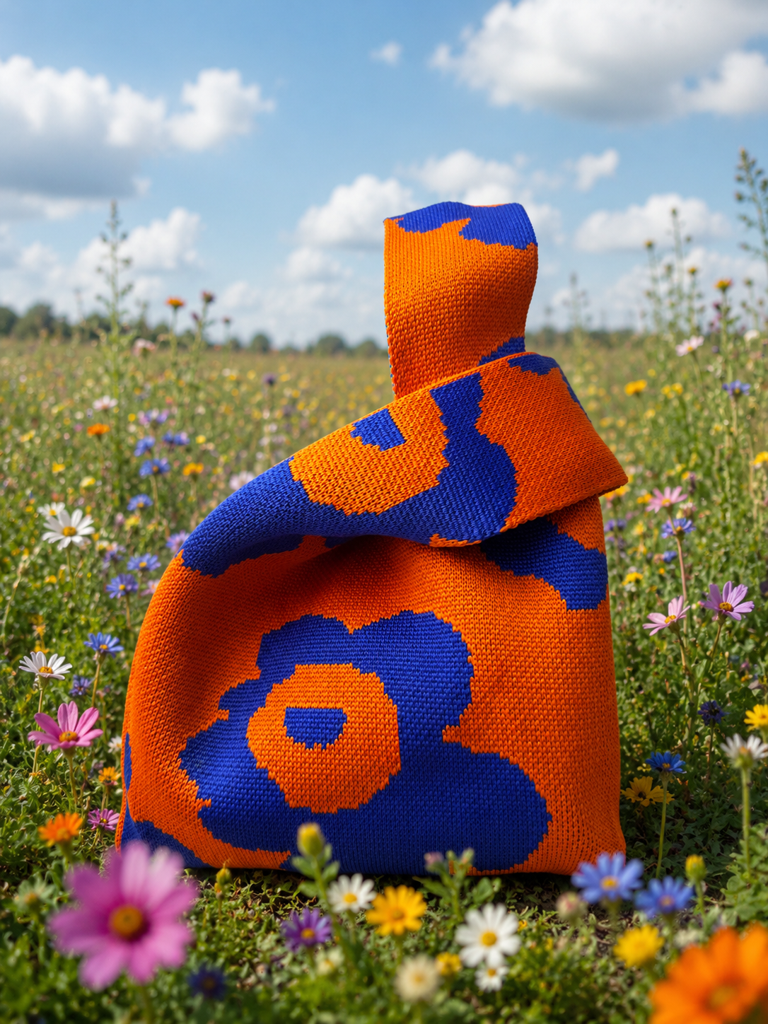Toty - Fleurs bleu orangé