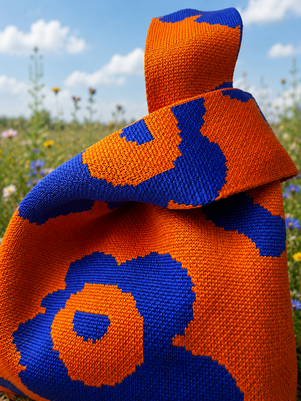 Toty - Fleurs bleu orangé